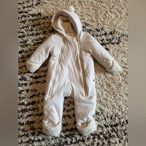 Baby Gap Cozy Cream Hooded Baby One Piece